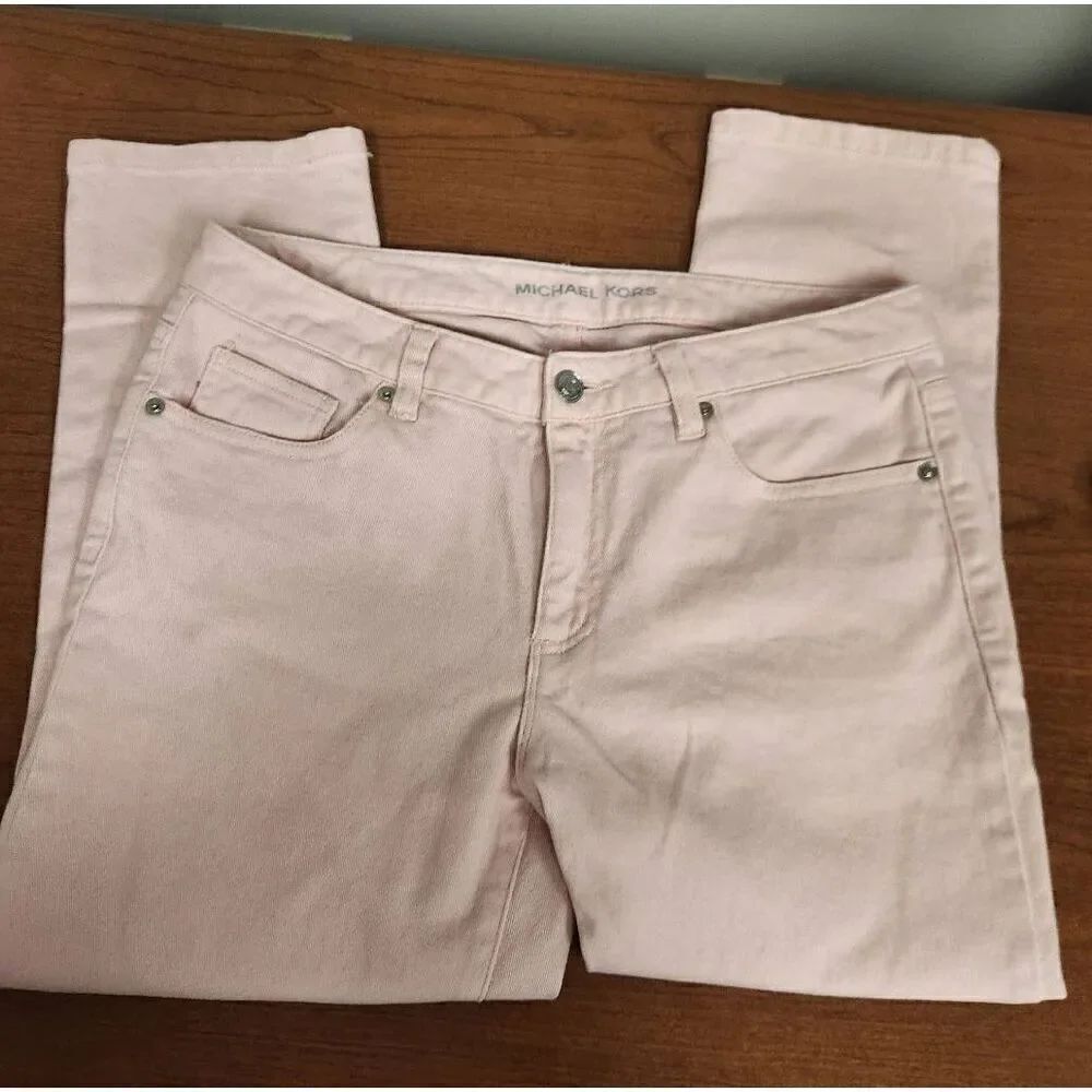 Michael Kors, 6, skinny, pale pink 5pocket button zip, skinny cropped stretch lo